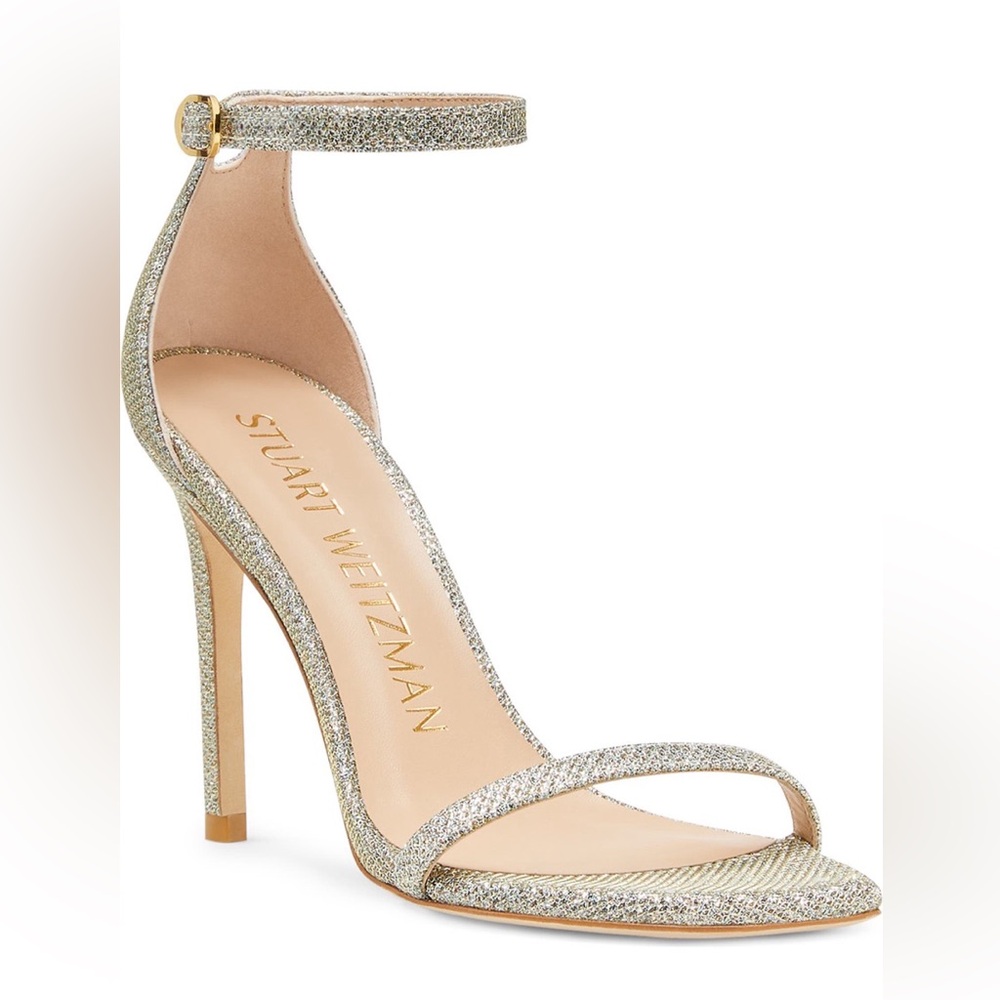 SOLD!!!Stuart Weitzman Glittering Silver Heels Size 9